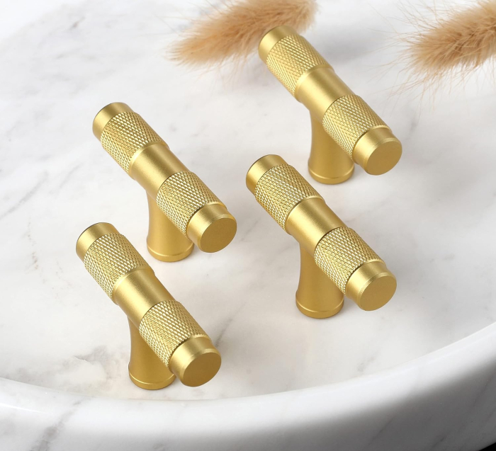 Maner auriu rotund din zinc pentru sertare sau dulapuri, 10 bucati cu suruburi [6]