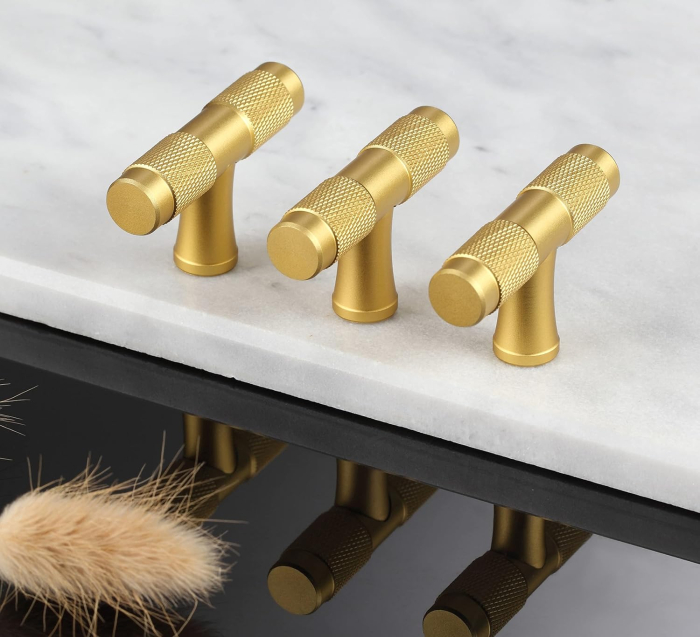 Maner auriu rotund din zinc pentru sertare sau dulapuri, 5 bucati cu suruburi [8]