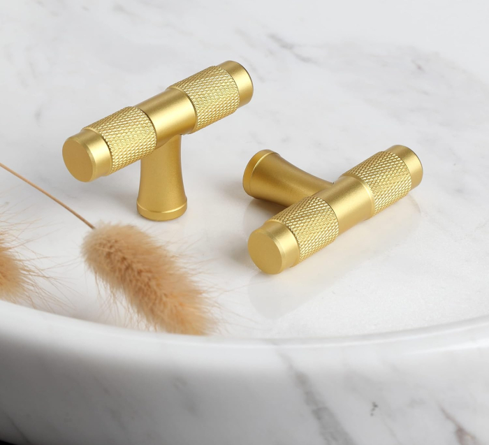 Maner auriu rotund din zinc pentru sertare sau dulapuri, 5 bucati cu suruburi [7]