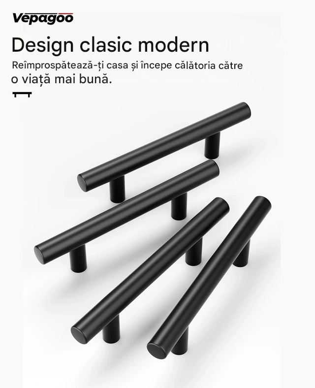 Manere negre rotunde din otel, lungime 200x32mm cu 128 mm intre gauri, 20 bucati [4]