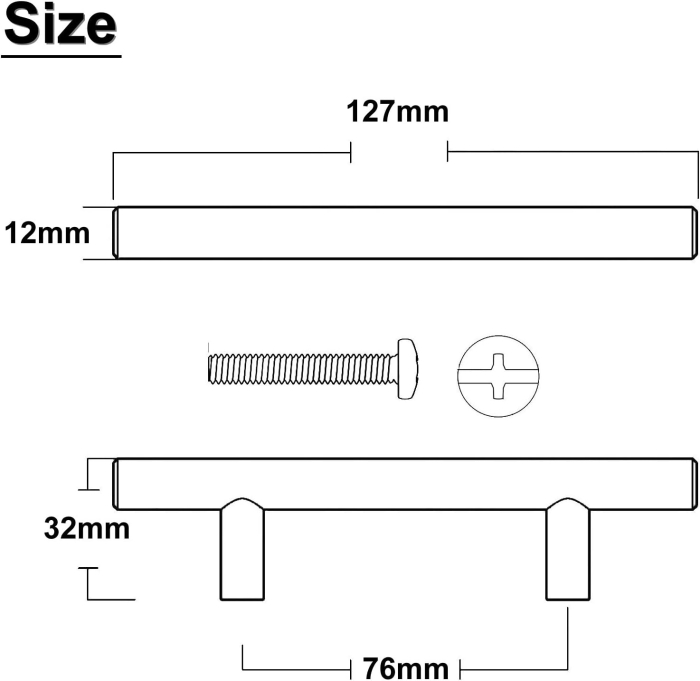 Manere rotunde, arginti pentru dulapuri- 127x32 cm, 76mm intre gauri de 12mm- set 25 buc [6]