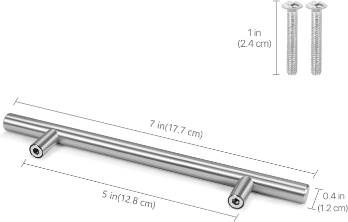 Manere rotunde, arginti pentru dulapuri- 177x32 cm, 128mm intre gauri de 12mm- set 25 buc [7]