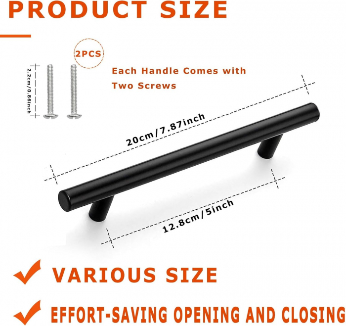 Manere rotunde, negre pentru dulapuri- 128 mm intre gauri- set 10 buc [2]
