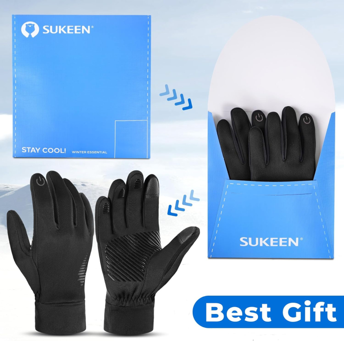 Manusi de iarna pentru copii 8-10 ani, antiderapante cu touchscreen, negre , L [6]