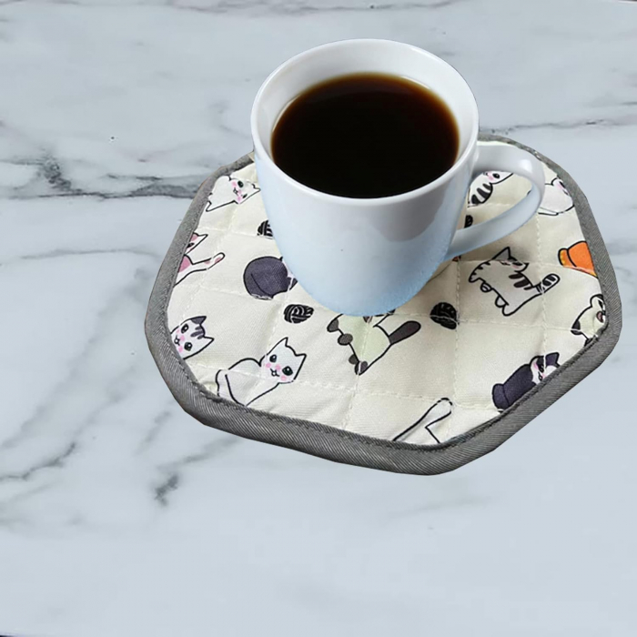 Manusi de cuptor, rezistente termic, albe cu model, set 2 bucati [5]