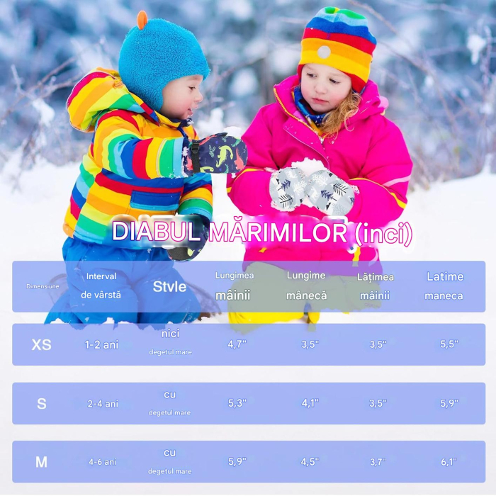 Manusi de iarna pentru copii 3-5 ani gri, 1 deget [4]