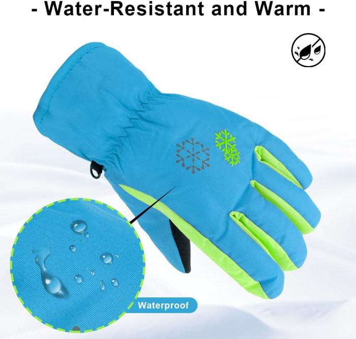 Manusi de iarna pentru copii 3-5 ani albastre  cu galben [5]