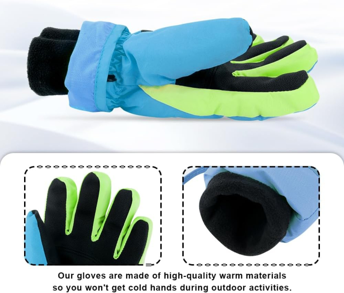 Manusi de iarna pentru copii 3-5 ani albastre  cu galben [4]