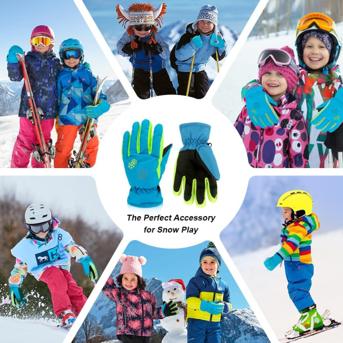 Manusi de iarna pentru copii 3-5 ani albastre  cu galben [7]