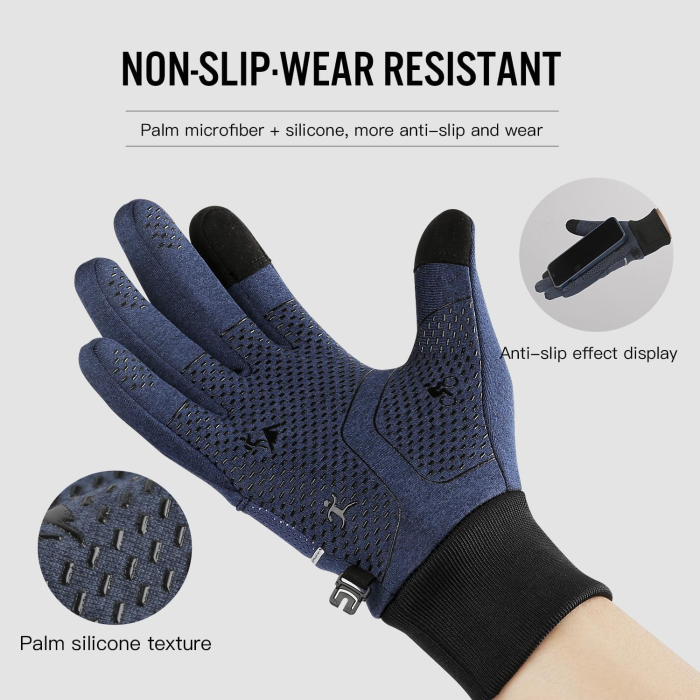 Manusi albastre de iarna pentru femei, ideale ciclism, impermeabile, antiderapante L [4]