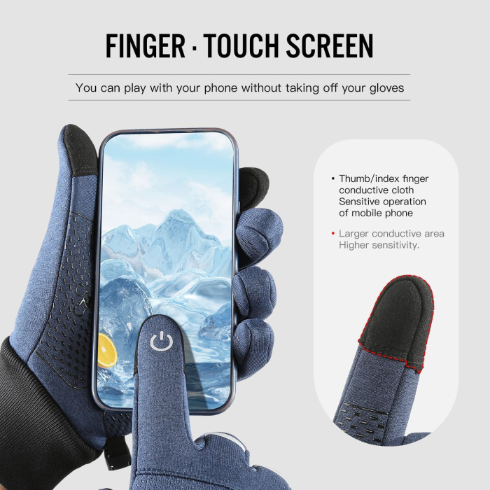 Manusi albastre de iarna pentru femei, ideale ciclism, impermeabile, antiderapante L [3]