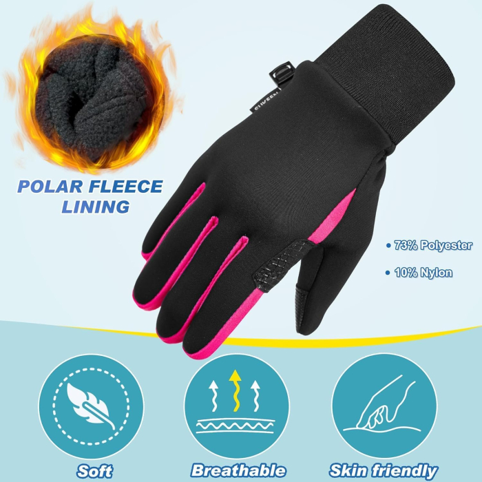 Manusi de ciclism pentru copii 4-6 ani, antiderapante cu touchscreen, negre cu roz, S [3]