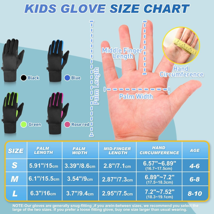 Manusi de ciclism pentru copii 4-6 ani, antiderapante cu touchscreen, negre cu roz, S [4]