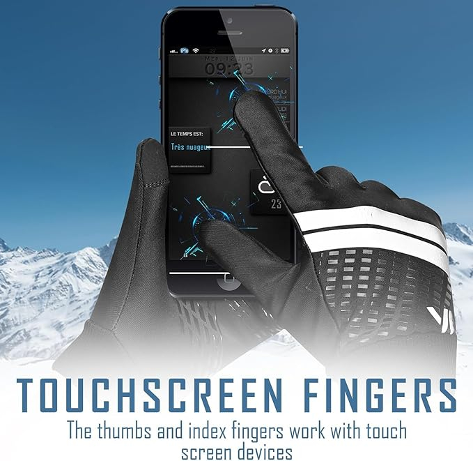 Manusi de iarna pentru copii 6-8 ani, antiderapante cu touchscreen, negre , S [4]