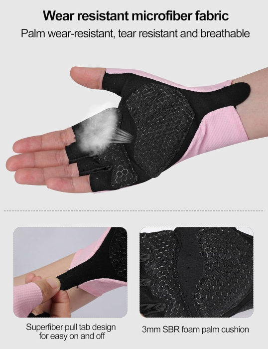 Manusi roz pentru femei, ideale ciclism, respirabile, antiderapante XL [3]