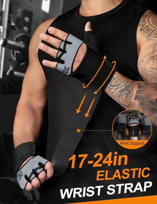 Manusi negre pentru fitness cu protectii incheieturi, respirabile, antiderapante L [2]