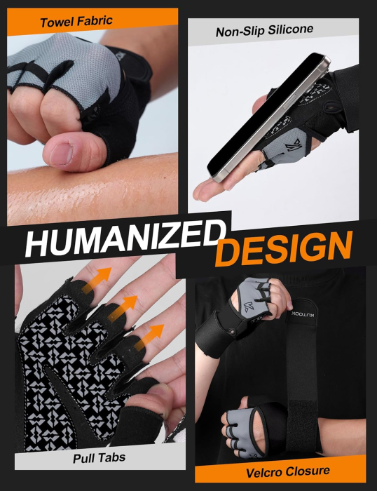 Manusi negre pentru fitness cu protectii incheieturi, respirabile, antiderapante L [5]