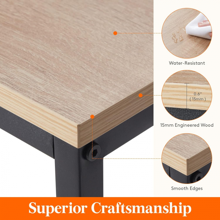 Masa decorativa, subtire, cu cadru metalic negru si blat bej 100x30x72 cm [4]