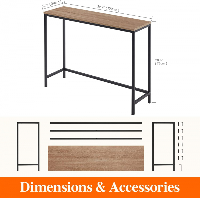 Masa decorativa, subtire, cu cadru metalic negru si blat bej 100x30x72 cm [2]