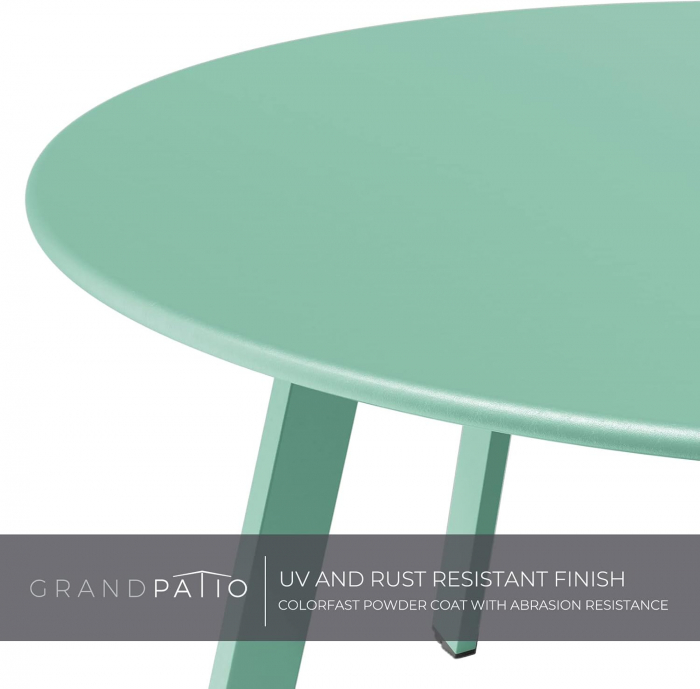 Masuta rotunda, metalica, pe 4 picioare, albastra 70x70x40 cm [5]