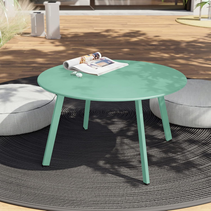 Masuta rotunda, metalica, pe 4 picioare, albastra 70x70x40 cm [8]