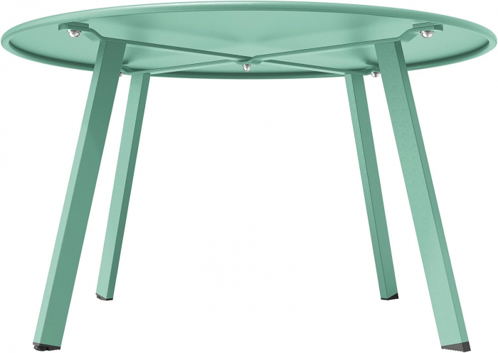 Masuta rotunda, metalica, pe 4 picioare, albastra 70x70x40 cm [7]
