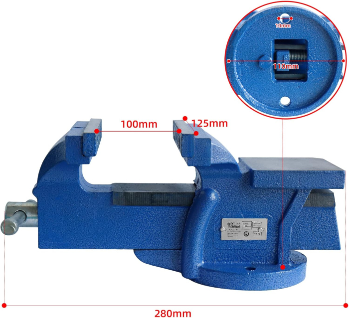 Menghina fixa de banc din aliaj de otel tratat 125 mm [3]
