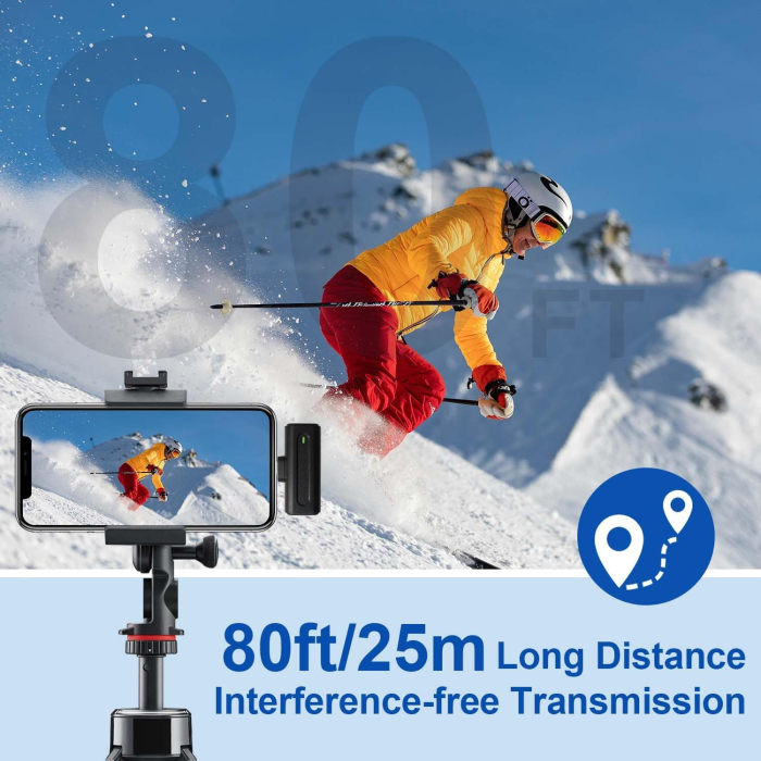 Microfon Lavalier Wireless pentru iPhone, Android, Computer, Laptop, Microfon Lapel Profesional Plug & Play 2.4GHz [4]