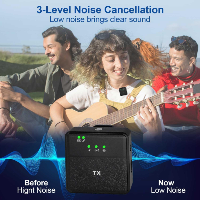 Microfon Lavalier Wireless pentru iPhone, Android, Computer, Laptop, Microfon Lapel Profesional Plug & Play 2.4GHz [5]