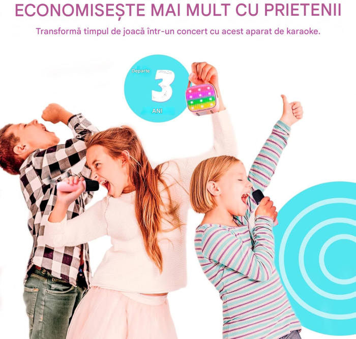 Aparat de Karaoke cu 2 microfoane pentru copii [7]