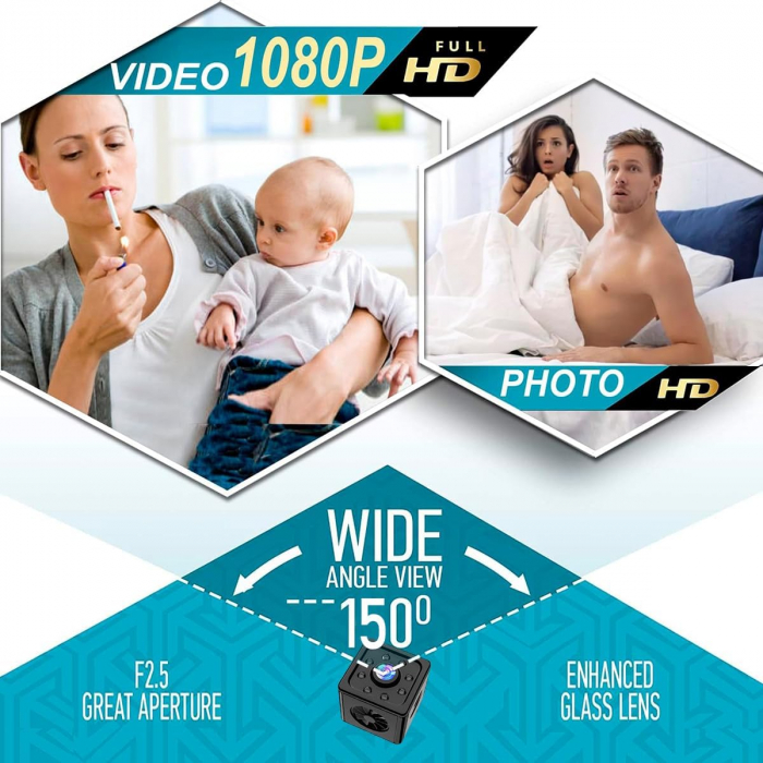 Minicamera de supraveghere WiFi Full HD 1080P Wireless, cu senzor de mișcare și vedere de noapte în infraroşu [3]