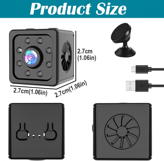 Minicamera de supraveghere WiFi Full HD 1080P Wireless, cu senzor de mișcare și vedere de noapte în infraroşu [7]