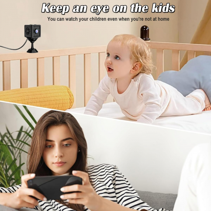 Minicamera de supraveghere WiFi Full HD 1080P Wireless, cu senzor de mișcare și vedere de noapte în infraroşu [6]
