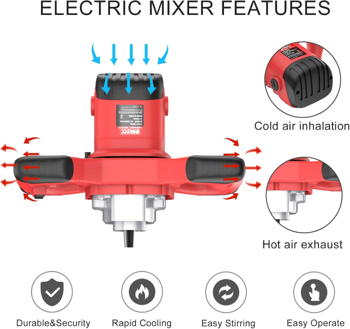 Mixer Electric Mortar și Vopsea, 2100W, 6 Viteze, Paletă Dublă [3]