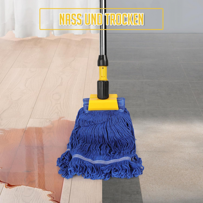 Mop industrial cu 2 capete galben/albastru si maner din otel 162 cm [5]