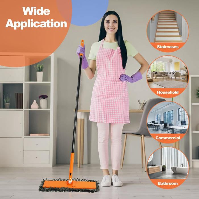 Mop pliabil plat cu 2 lavete Chenille și 2 lavete din microfibră [7]