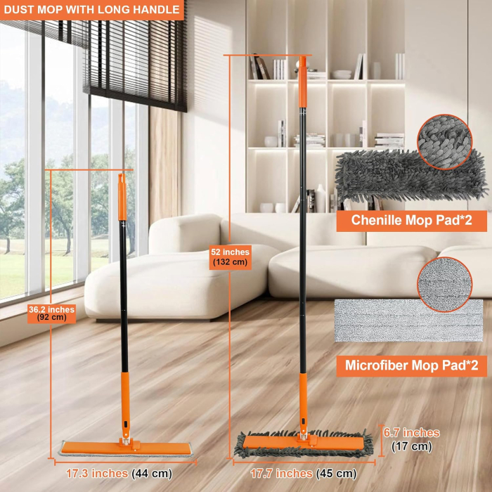 Mop pliabil plat cu 2 lavete Chenille și 2 lavete din microfibră [6]