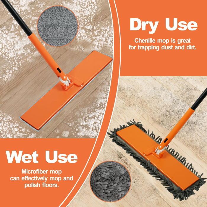 Mop pliabil plat cu 2 lavete Chenille și 2 lavete din microfibră [4]