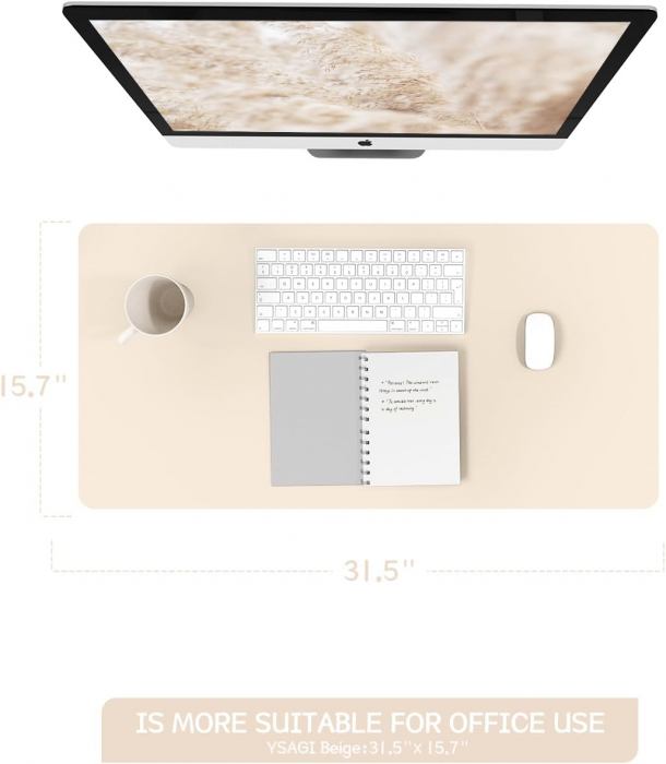 Mouse pad 80x40 cm bej, din piele artificiala, impermeabil, moale [6]