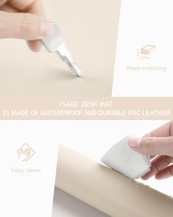 Mouse pad 80x40 cm bej, din piele artificiala, impermeabil, moale [4]