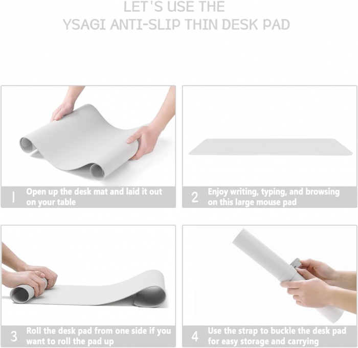 Mouse pad 60x35 cm alb, din piele artificiala, impermeabil, moale [6]