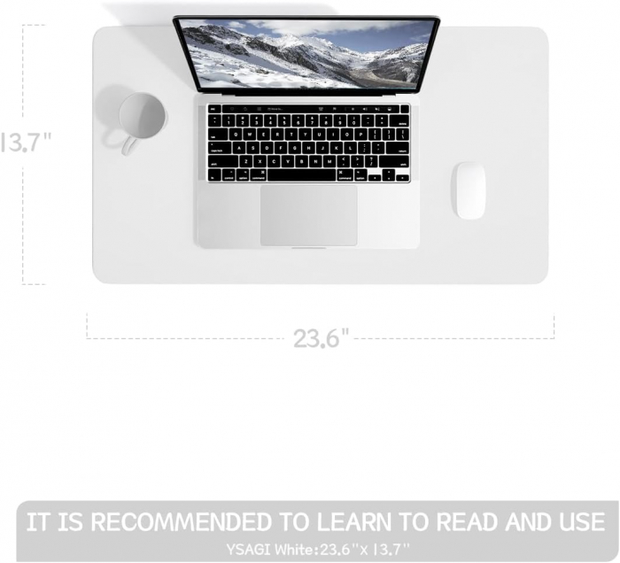 Mouse pad 60x35 cm alb, din piele artificiala, impermeabil, moale [7]
