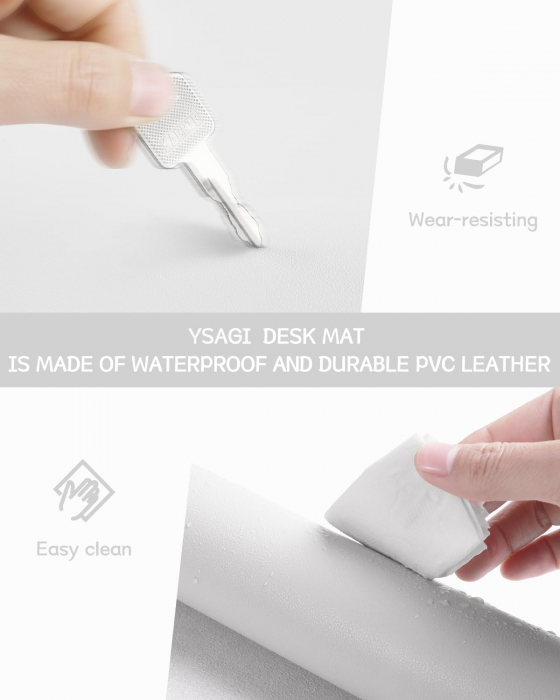 Mouse pad 60x35 cm alb, din piele artificiala, impermeabil, moale [5]