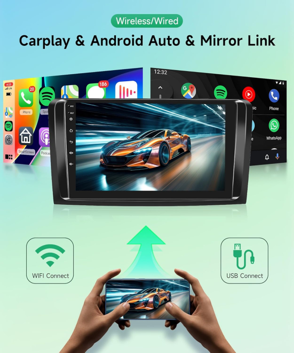 Android Stereo Radio Wireless Carplay Android auto 9 Inch GPS WiFi Bluetooth Backup Camera [2]