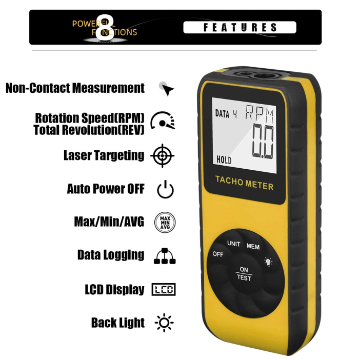 Tahometru laser foto fără contact 7.0-99.999 RPM, tester RPM pentru mașină (AIOMEST AI-9235C) [4]