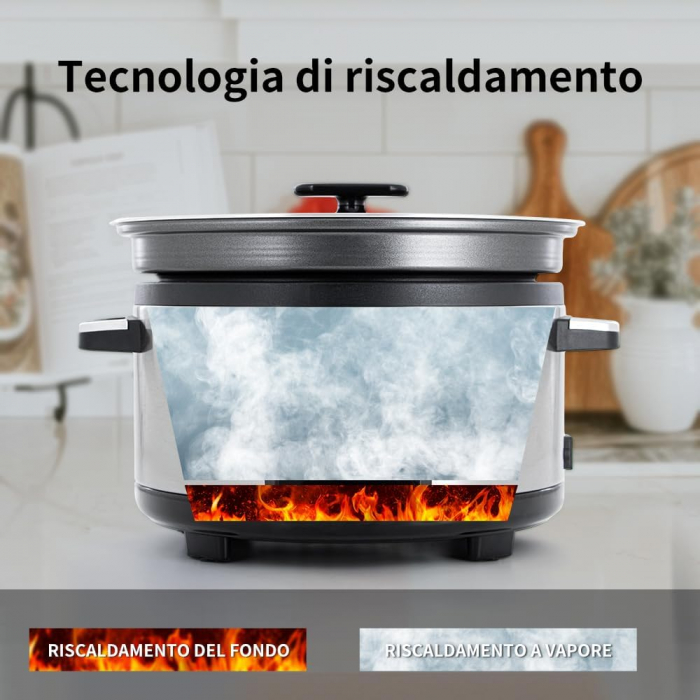 Aparat electric de gatit 5L, 1000W, cu temporizator, 6 functii-SLOW COOK HIGH/SLOW COOK LOW/WHITE RICE/STEAM/SAUTE/WARM/DELAY [5]