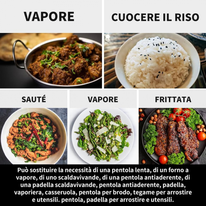 Aparat electric de gatit 5L, 1000W, cu temporizator, 6 functii-SLOW COOK HIGH/SLOW COOK LOW/WHITE RICE/STEAM/SAUTE/WARM/DELAY [6]
