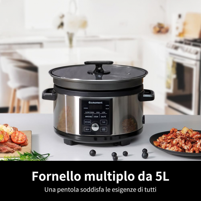 Aparat electric de gatit 5L, 1000W, cu temporizator, 6 functii-SLOW COOK HIGH/SLOW COOK LOW/WHITE RICE/STEAM/SAUTE/WARM/DELAY [2]