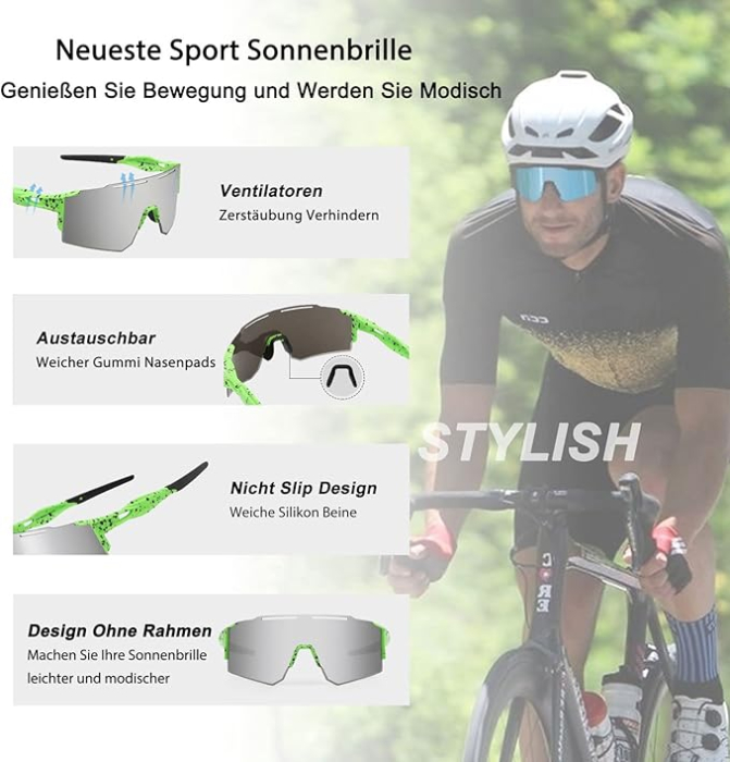 Ochelari de soare pentru ciclism, polarizați, pentru bărbați și femei, protecție UV400 [2]