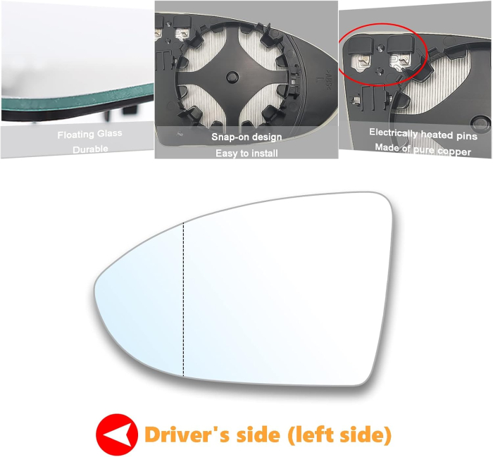 Oglindă retrovizoare convexă încălzită, compatibilă cu Golf 7, partea stângă a șoferului, 5G0857522 [2]